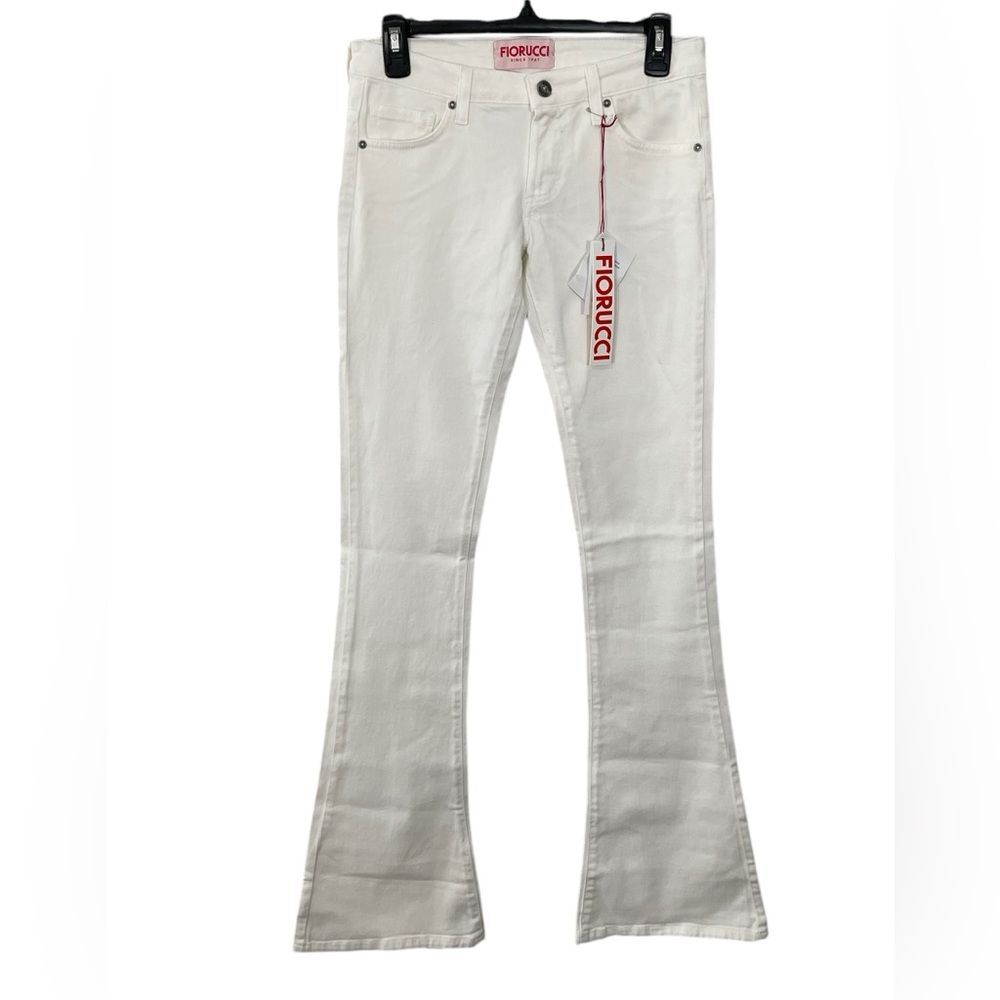 NWT Fiorucci White Flare Leg Jeans Size 27 TALL LONG 27 x‎ 36